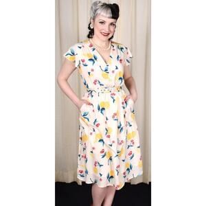 Voodoo Vixen Cherry Lemonade Swing Dress XXL Pinup Spring Summer 1950’s Pockets